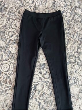 Black Slim Stretch Leggings with Side Stud Trim